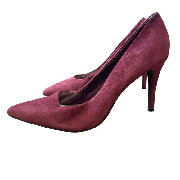 Nine West Finlay Burgundy Brick Red Suede Leather Pointed Toe Pumps - Picture 5 of 8